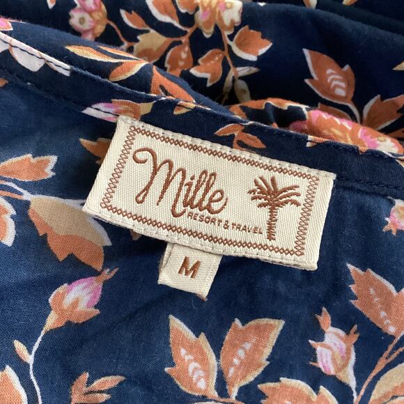 Mille Resort Camille 100% Cotton Smocked Midi Dress Montmarte Floral M - Picture 9 of 9